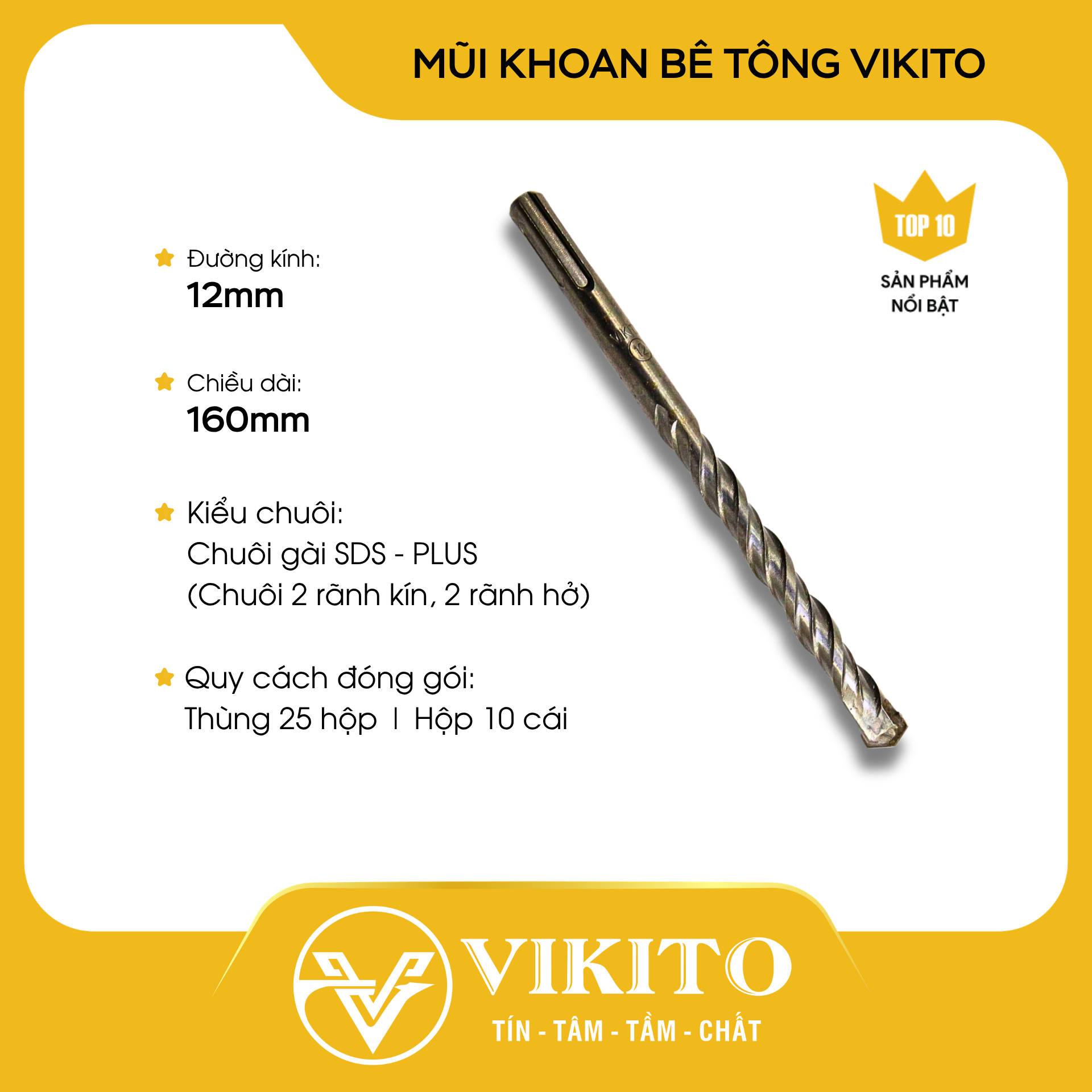 Mũi khoan bê tông VIKITO 12x160